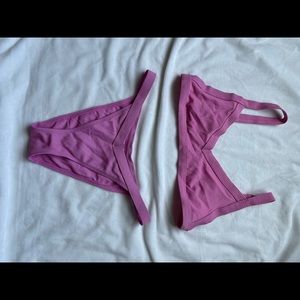 Pacsun LA hearts ribbed pink bikini, top size M, bottom size S. High cut bottoms